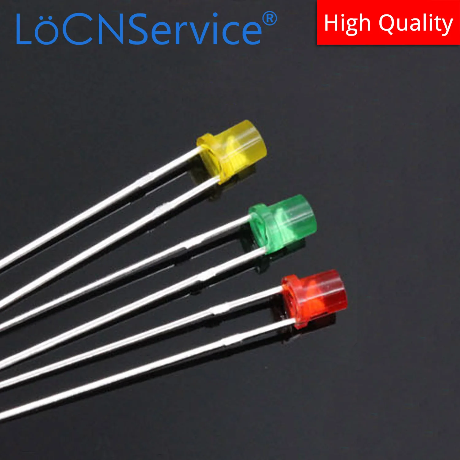 LoCNService 1000PCS 3mm F3 Flat Top Diffused DIP LED Red Blue Yellow Pure green High quality bead light emitting diode