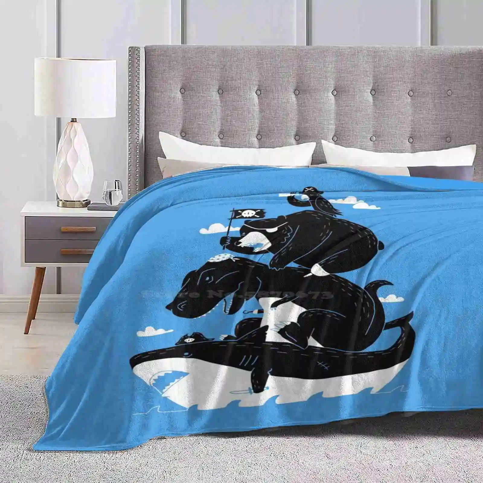 Best Pirates Blanket Soft Warm Travel Portable Blanket Sharks T Rex Dinosaurs Pirates Pirate Ship Bears Parrots Bird Skulls Eye