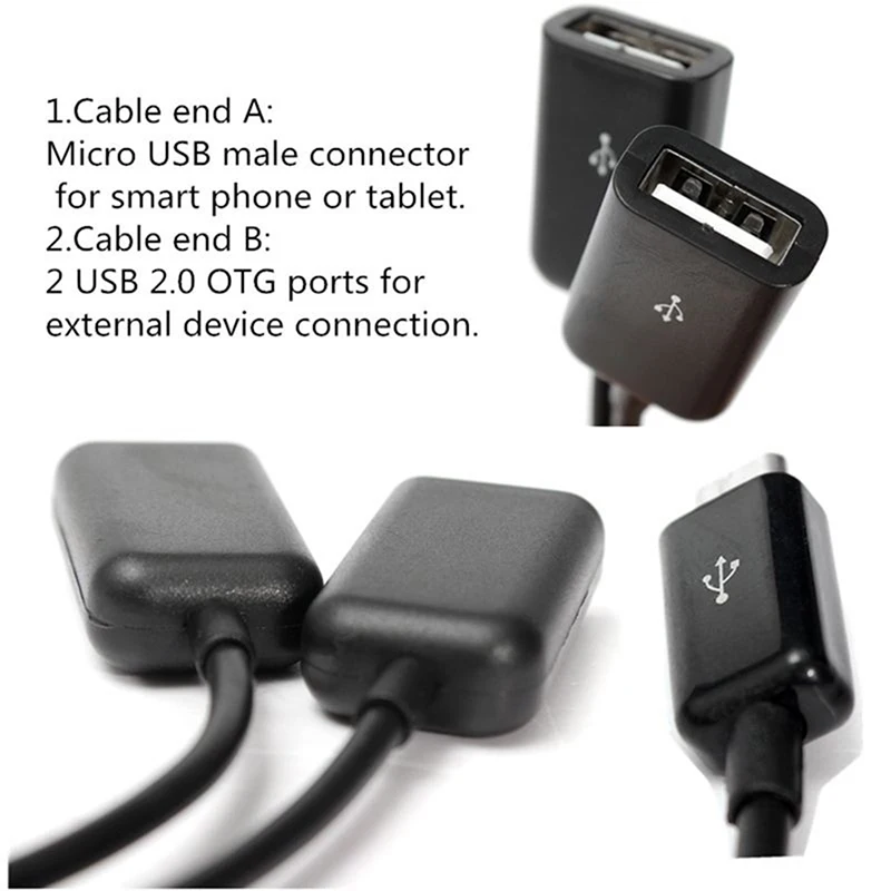 Micro USB / Type C To 2 OTG Dual Port HUB Cable Y Splitter For Tablet Android Mouse Keyboard Micro-USB Type-C Adapter Converter