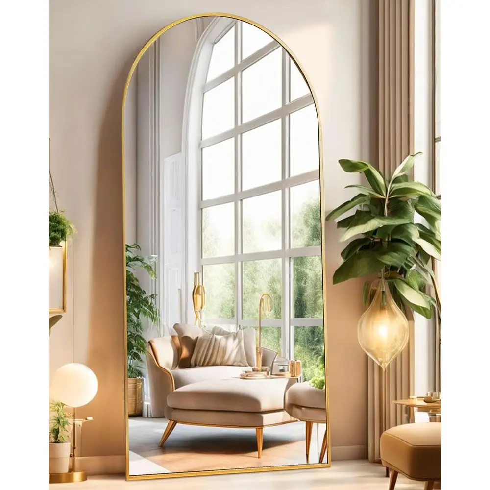 71 Standing Floor Mirror with Gold Frame for Wall or Bedroom