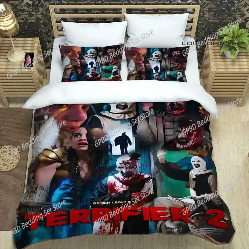 Terrifier horror 3D Bedding Set Duvet Cover Pillowcases Single Twin Full Queen King Size Home Decor Quilt Boys Gift