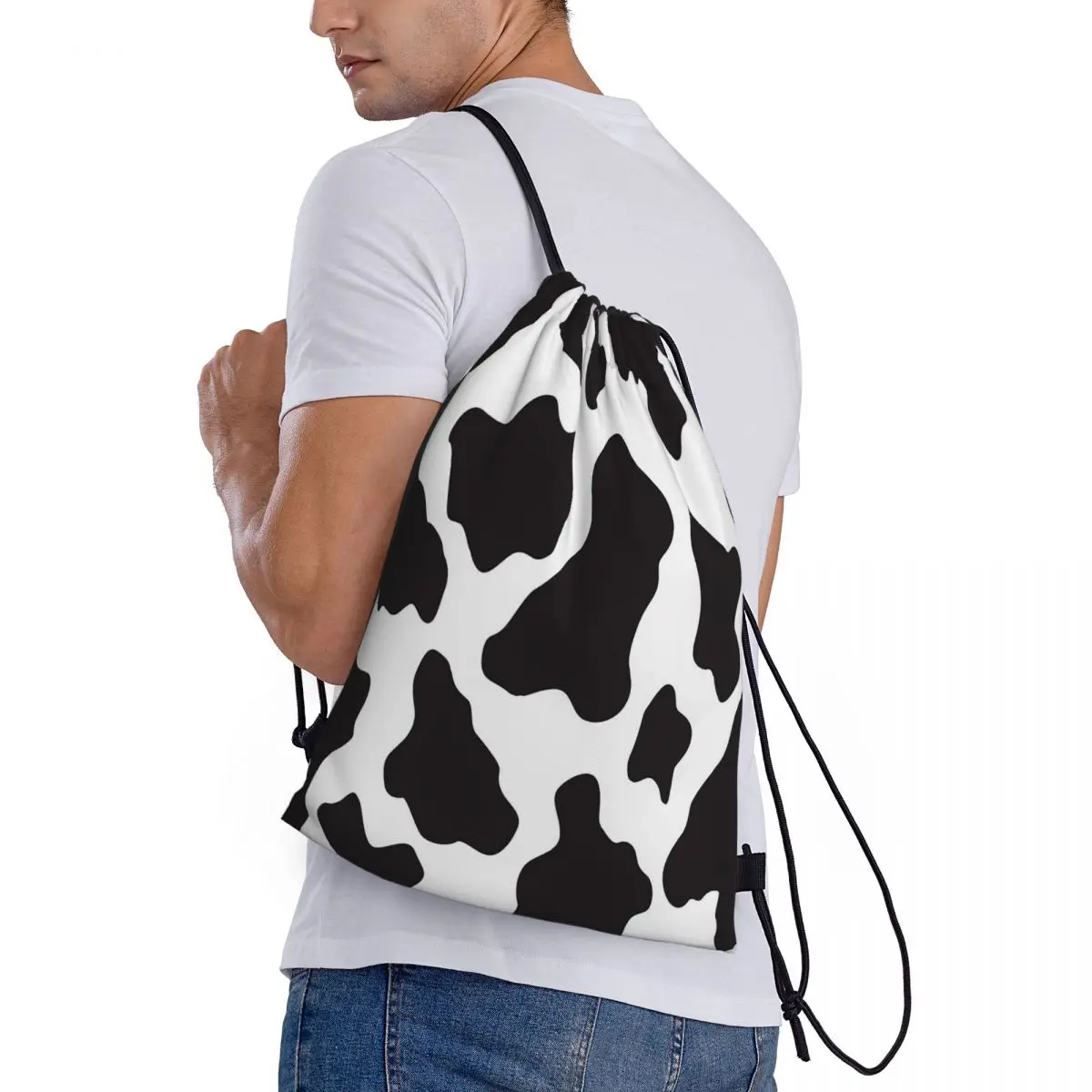 

Cow Animal Print Cowboy Country Ranch Backpacks Fashion Drawstring Bags Sundries Bag Book Bags for Travel Students