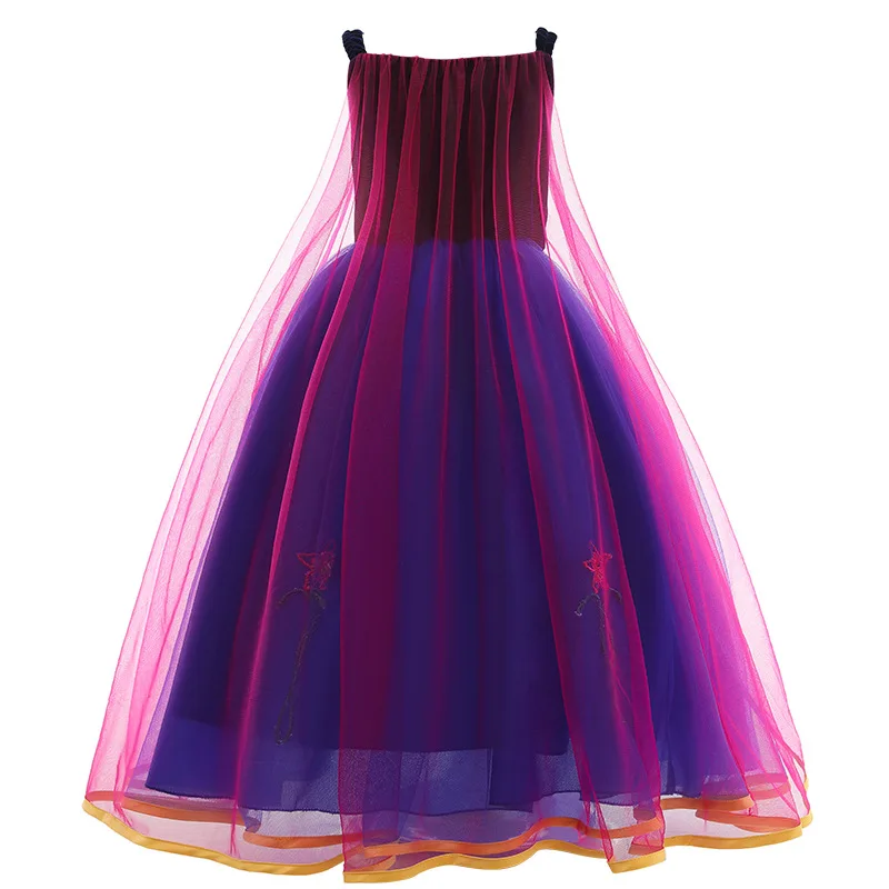 Little Girls Snow Queen Anna Princess Dress Flower Long Ball Gown for Kids Halloween Costume Carnival Birthday Fancy Outfits