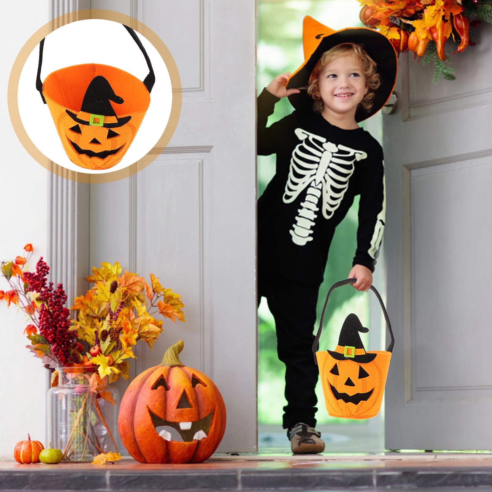 

Candy Bag Goody for Chocolate Halloween Goodies Bags Snack Pumpkin Pouch Trick Treating Non-woven Fabric Child