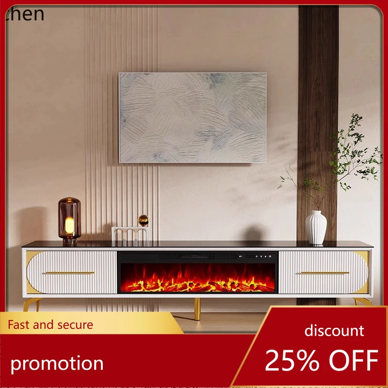 

HT light luxury fireplace TV cabinet living room simulation rock slab decoration heating furnace heater