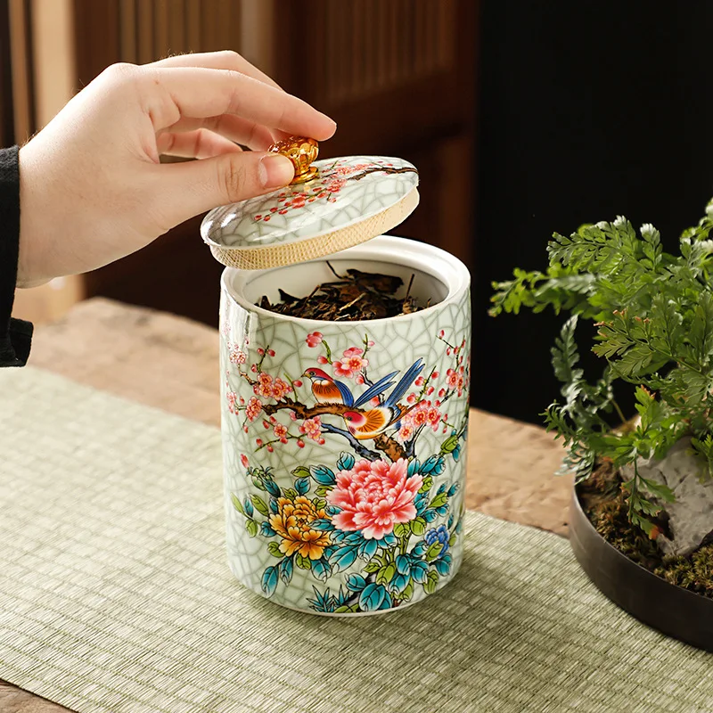 European Ceramic Storage Jar Enamel Decorative Kitchen Cereal Dispenser Coffee Table Desktop Tea Canister Living Room Candy Jars