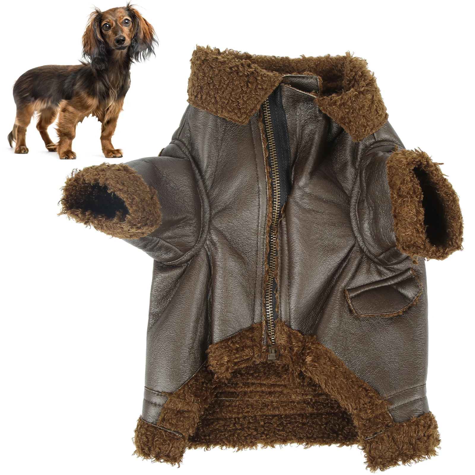 Dog Leather Jacket Pet Winter Leather Jacket For Small Medium Large Dogs And Cats