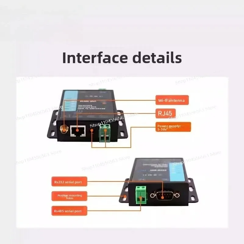 USR-W610 Industrial WiFi Serial to Ethernet Converter RS485/RS232 Port Supports Modbus TCP/RTU Protocol