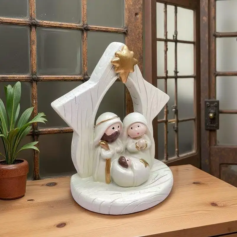 Resin Holy Family Figure Christmas Nativity Scene Figurine Religious Ornament A Family Of Three Sculptures Decoration