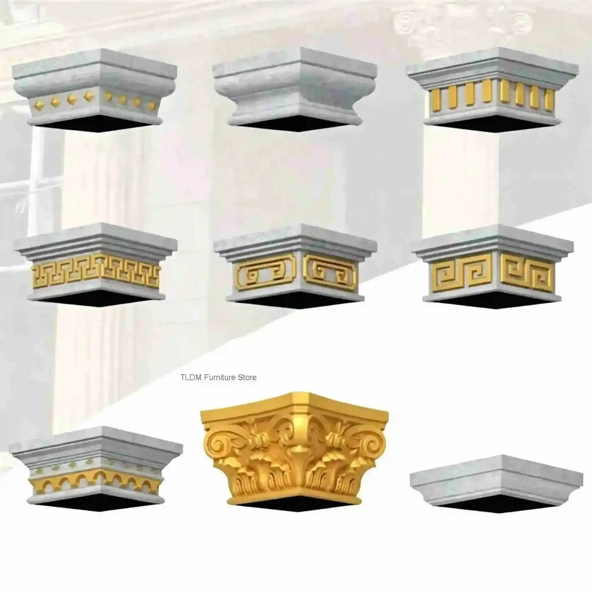 Roman European Garden Villa Gate Column Square Column Cap Mold Column Head Mold ABS Plastic Architectural Decorative Cement Mold