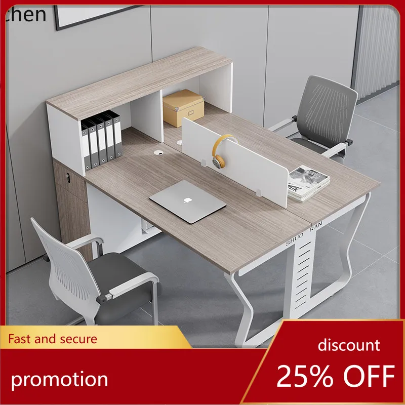 

HT High Cabinet Staff Desk Employee Station Simple Modern Financial Desk Double Four-Person Desk and Chair Set
