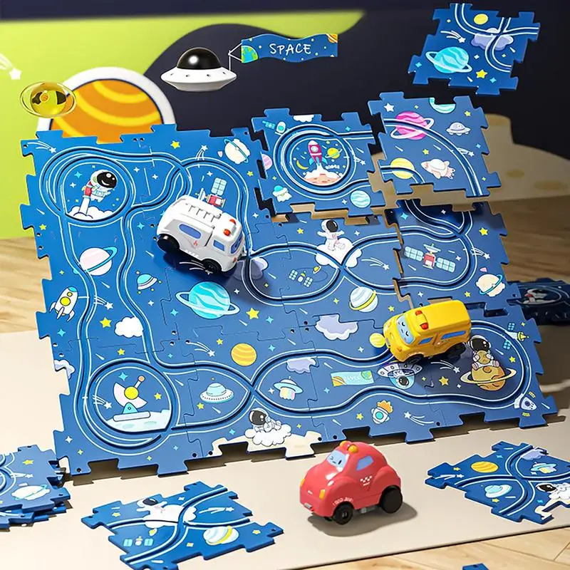 Educational Puzzle Track Burr Free Puzzle Board Track Electric Race Car Track Toy Kids Monetsori Construction Learning Toys