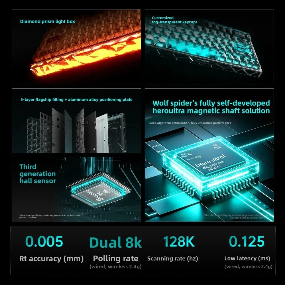 AULA Hero68 XS Hall Effect Magnetic Keyboard Tri-Mode Dual 8K Rapid Trigger RT0.005mm RGB Hot Swappable 65% Gaming Accessories