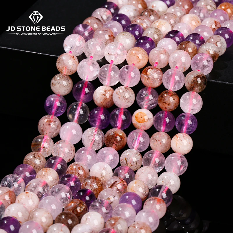 6 8 10mm Natural Purple Super Seven Quartz Beads Round Loose Spacer Crystal Stone For Jewelry Making Diy Necklace Bracelet