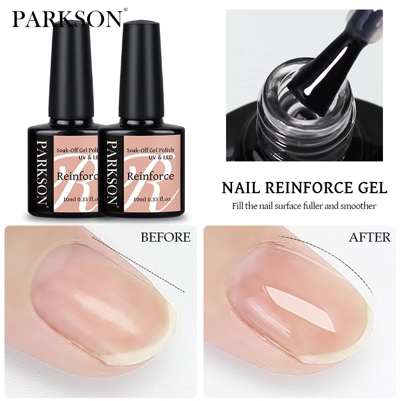 Parkson Self Leveling Gel Polish Build Nails C-Curve Strong Base Coat Healthy UV Semi Permanent Varnish Gel for Nail Repair Care