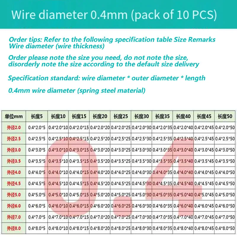 

304 Stainless Steel Compressed Spring Micro Y Type Compression Restoration Reset 0.4 0.2 0.3 0.4 0.5~2.0 mm Wire Diameter