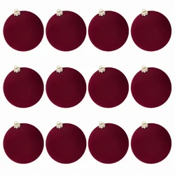 12pcs Christmas Ball Ornaments Set 2.36inch Velvet Christmas Balls with Hanging Hoop Tree Decorations for Home Decor Xmas Party