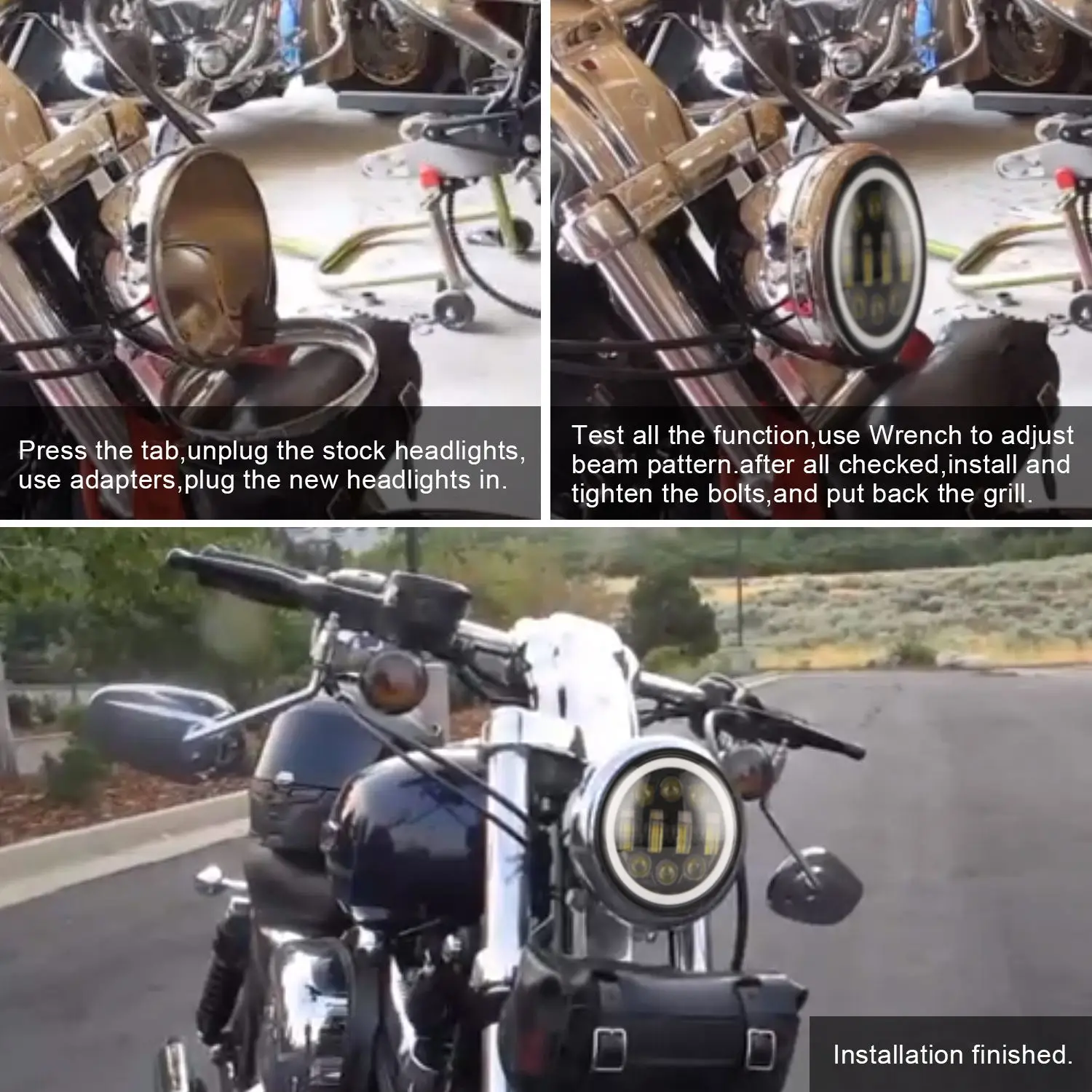 Classy-New Brightest 80W 5.75 Inch Round LED Projection Motorcycles Headlight Black