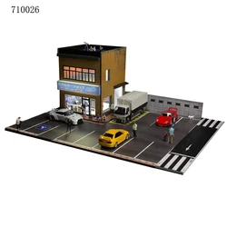 1:64 G FANS Car Garage Diorama Model With LED Lights Parking Lots City DIY Model Sets Can Be Combined with Cities