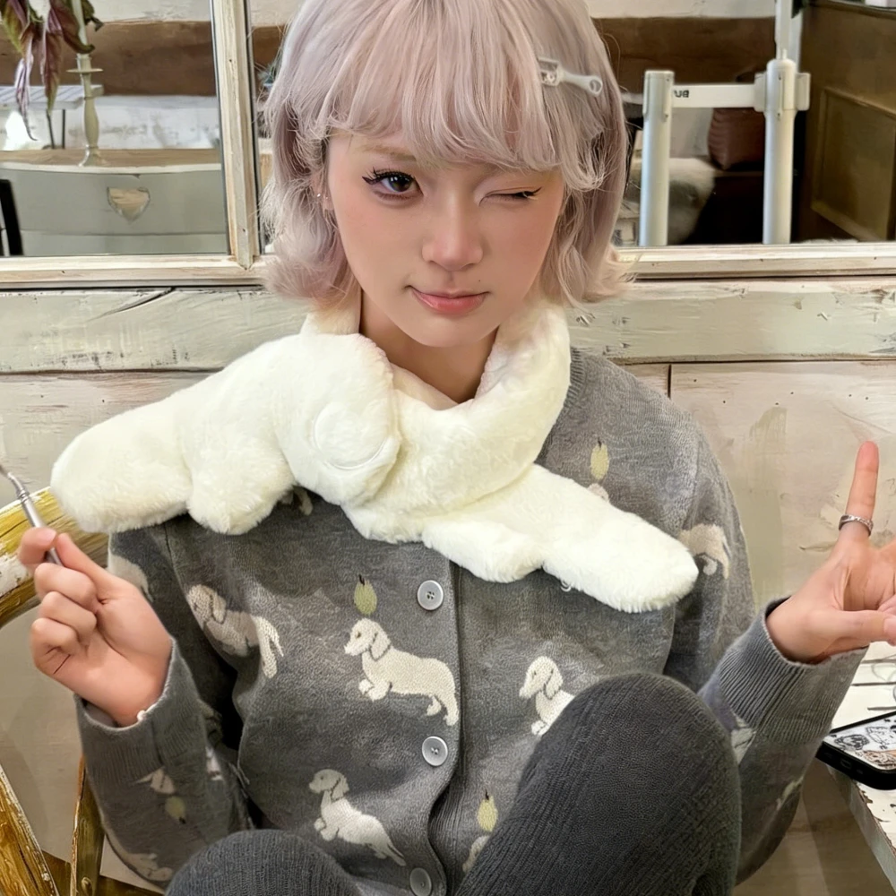 

Y2K Retro Angel Wings Plush Scarf Japanese Girl Cute Jk Lolita Subculture Scarf Niche Original Winter New Sweet Lady Warm Scarf