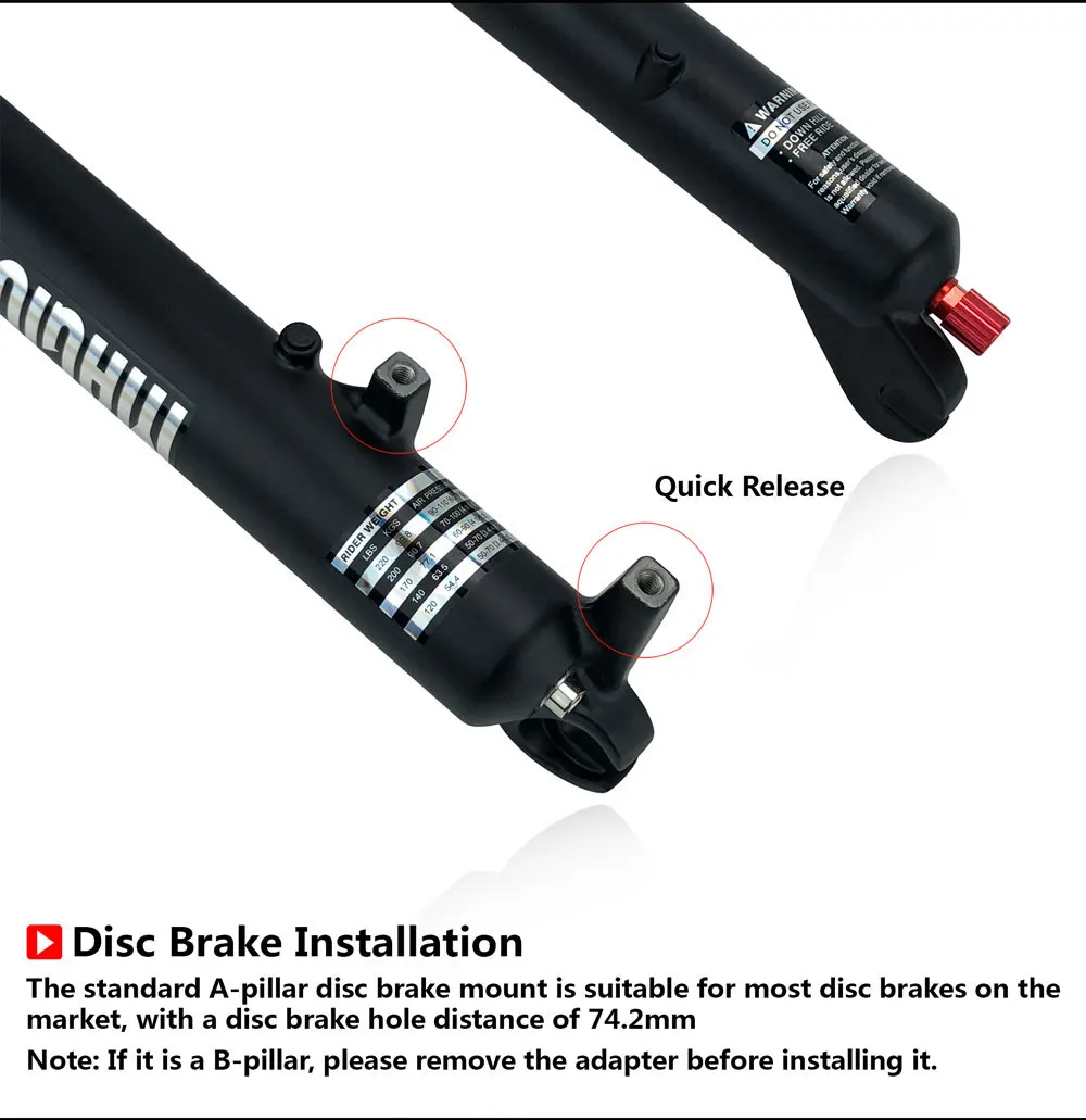 20x4.0 26*4.0 MTB Dual-Motor Luftfederungsgabel QR 9*135mm 15*135mm Strand Schnee Motorrad Elektro E-Bike Doppelkronen-Luftgabel – Detail 7