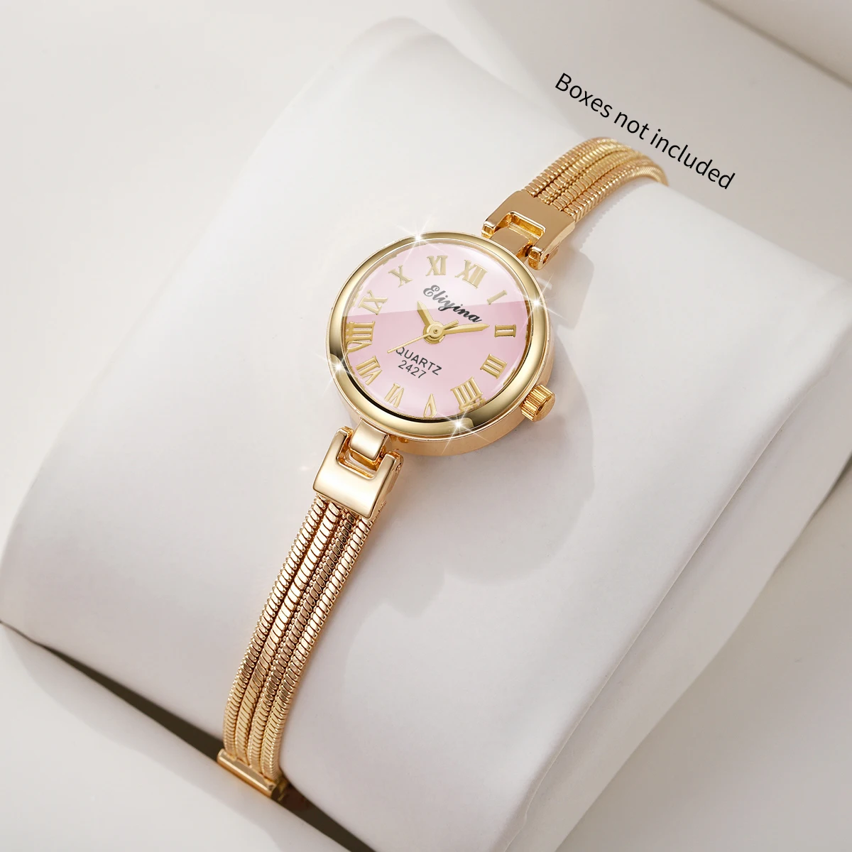 Elegant Pink Roma Dial Women Watches Fashion Slim Bracelet Strap Ladies Dress Quartz Wristwatch Relogio Feminino（Without Box）