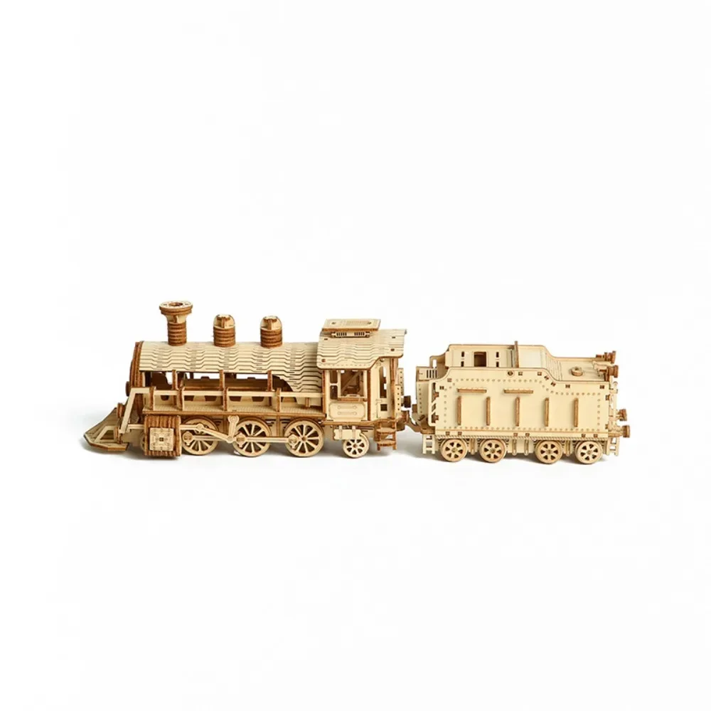 DIY Locomotive Wooden Jigsaw Toys Child Building Puzzles Handmade Workcraft Bricks for Teen Adults 3d Classic Train Models Gift