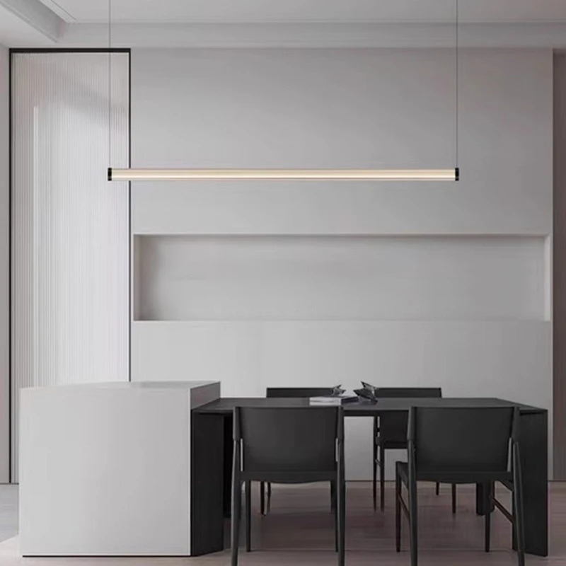 

Minimalist restaurant chandelier Nordic high-end bar design creative modern simple word glass strip light