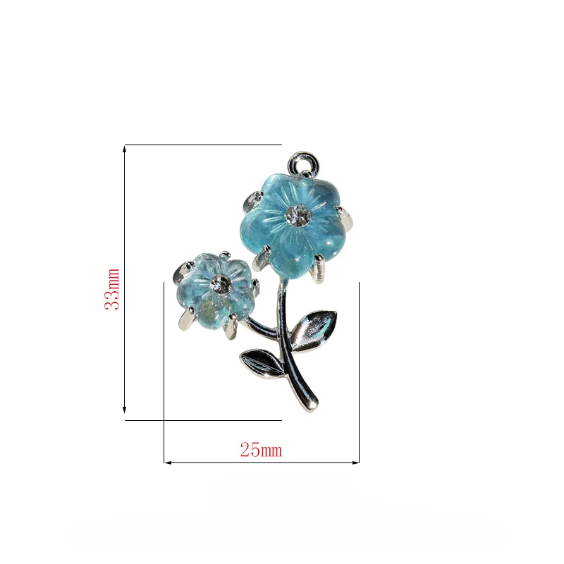 10Pcs Fashion Crystal Flower Charms Alloy Penent For Jewelry Making Diy Bracelet Necklace Earrings Handmade Accessories Supplies
