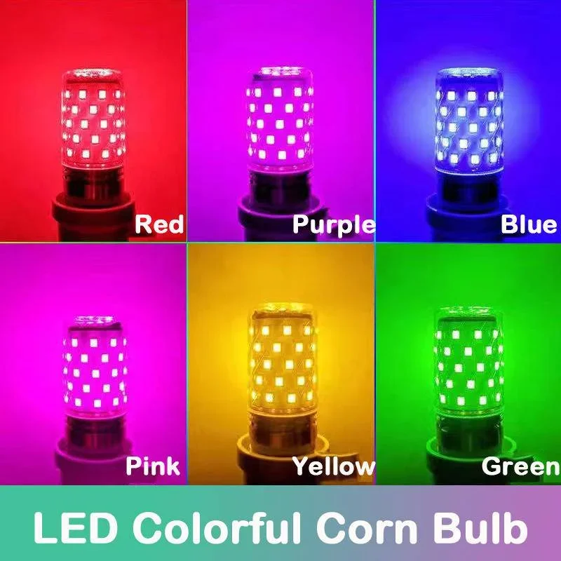 E27 12W LED Bulb Colorful Corn Lamp 220V Bulb Chandelier Decoration Lighting Atmosphere Bedroom Romantic Mood Light
