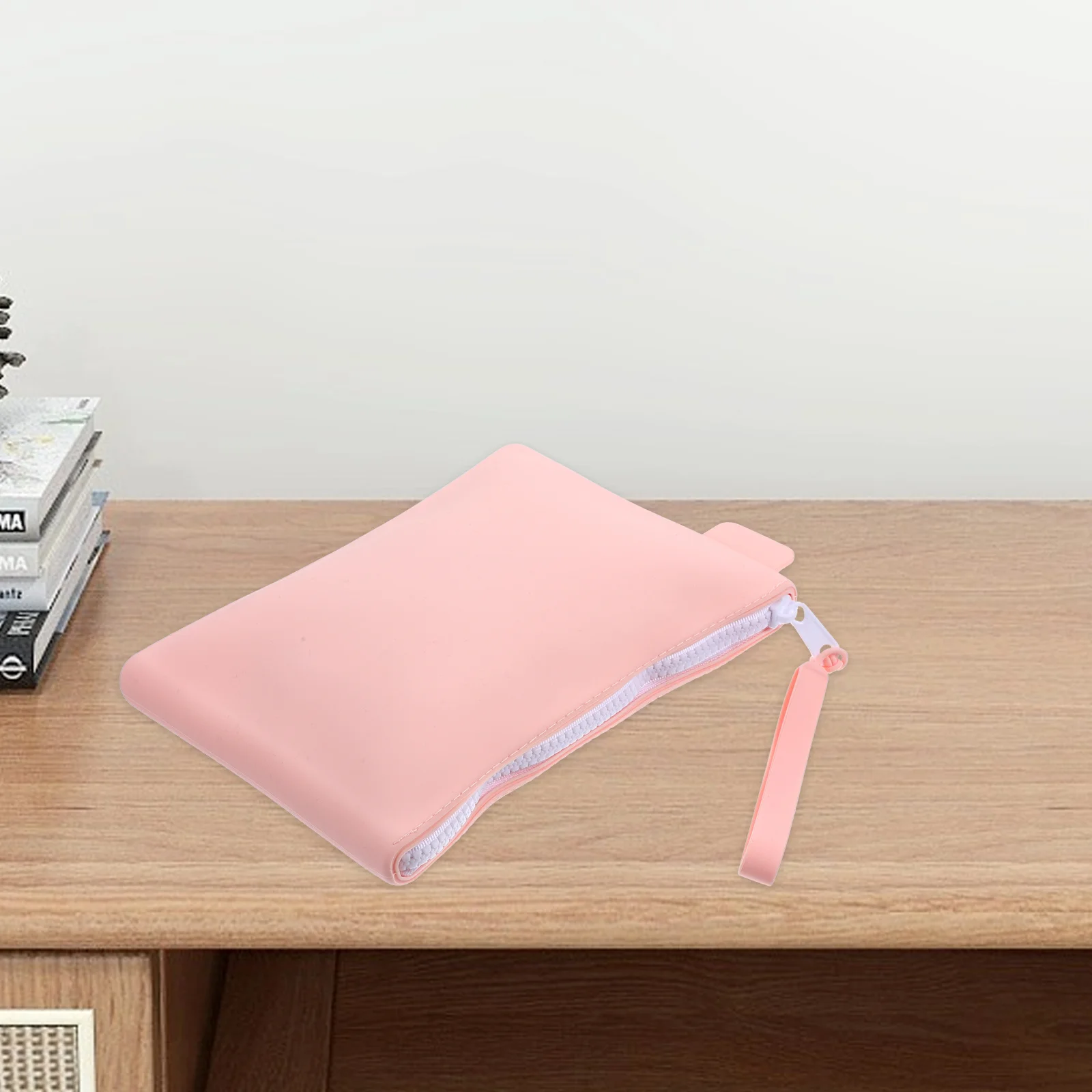 

Silicone Coin Premium Waterproof Minimalist Zippered Wallet Storage Bag For Women Men Portable Storage Bag Pink