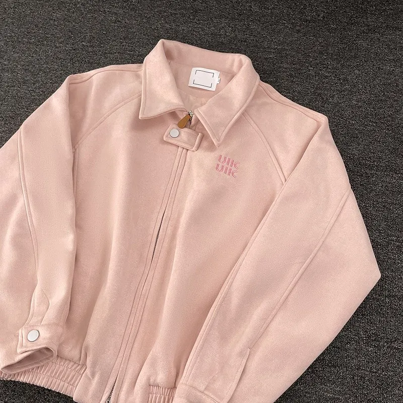 

American Sle Retro Suede Jaet Men's Loose Fit Pilot Collar Jaet Top Outerwear Youth Trendy Brand Casual Long Sve