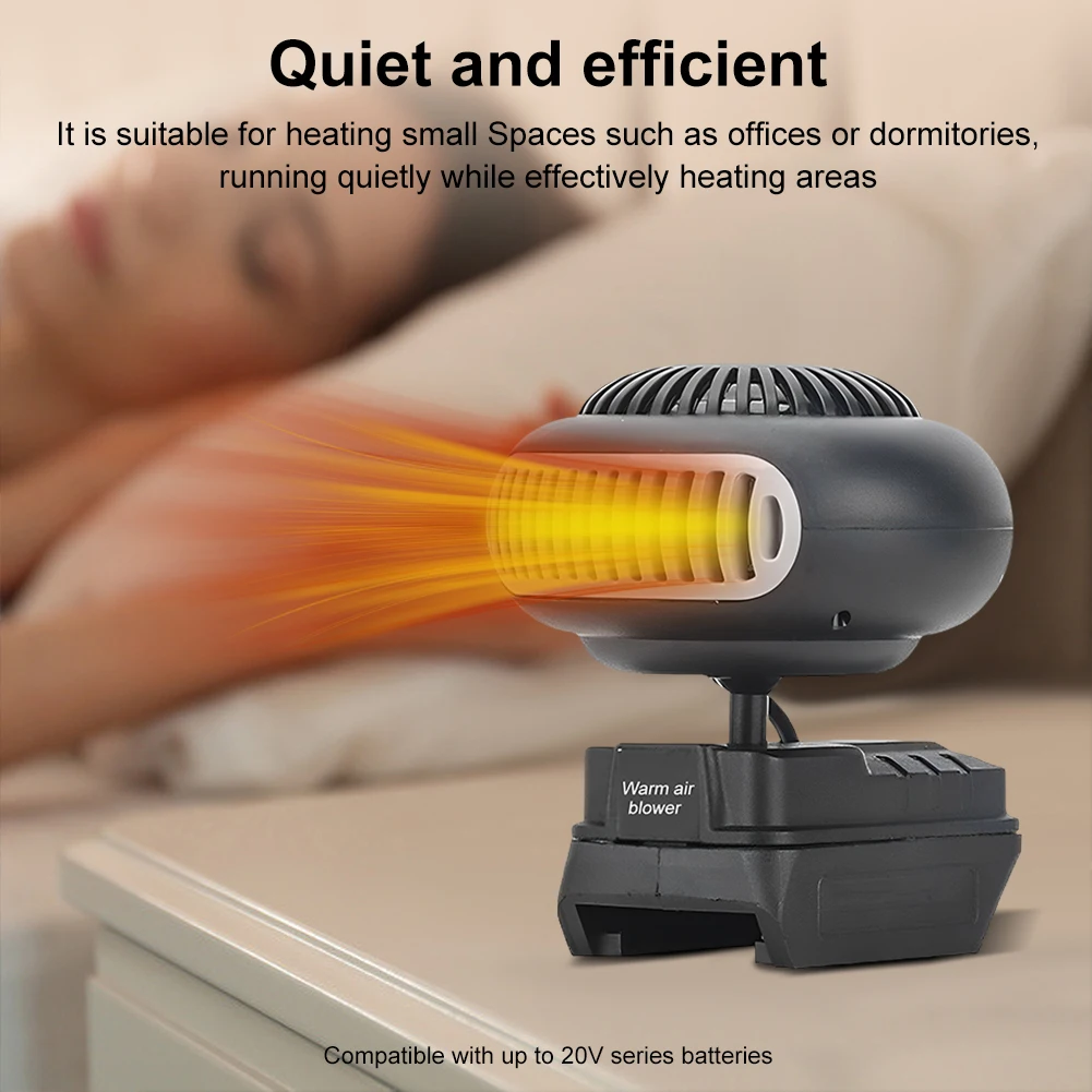 170W Portable Small Space Heater Battery Powered Desktop Heating Fan Adjustable Household Heater Fan for Cold Weather