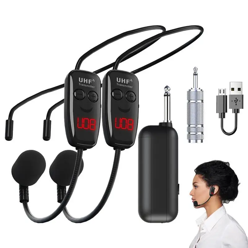 Rechargeable Head-wear UHF Wireless Microphone Headset Head-wear Wireless Microphone For Voice Amplifying In Conference Teaching