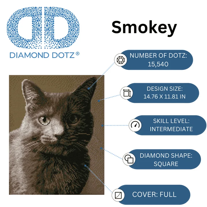 Наборы для алмазной живописи Smokey Cat для взрослых-наборы для алмазной живописи расслабляющий креативный Набор для творчества с драгоценными камнями Dotz 14,8x11,8 дюйма