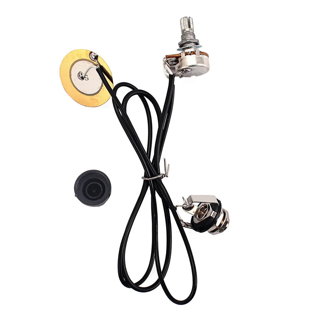 

1 Set 27mm Guitar Pickup Piezo B500K Potentiometer Transducer Amplifier with Output Jack and Round for Acoustic Guitar