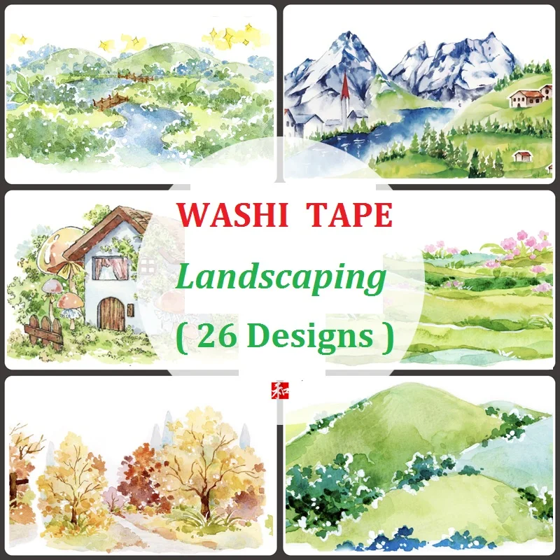 Landscaping Washi Tapes Adhesive Masking Tape Planner DIY Craft Scrapbooking Diary Journal Stickers School Supplies Label Gifts