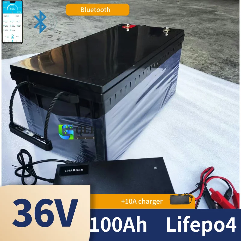 Lithium 36V 100Ah Lifepo4 Battery With BMS For Solar System Trolling Motor Boat+ 43.8V 10A Charger