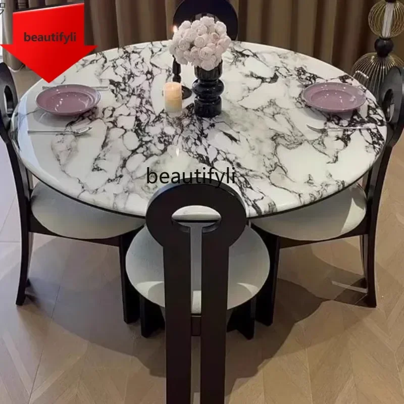 

Q181 French antique light luxury high-end oval small apartment marble dining table simple modern dining table household
