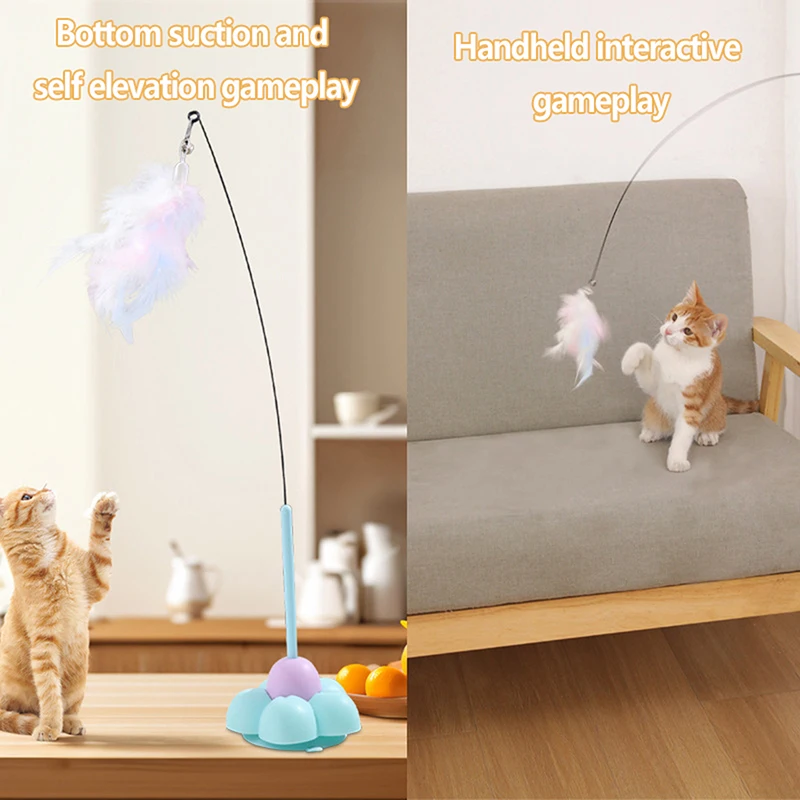 Interactive Cat Toy Cat Fluffy Feathers Toys Detachable Long Rod Cat Teaser Funny Bite-resistant Cat Teaser Pet Supplies