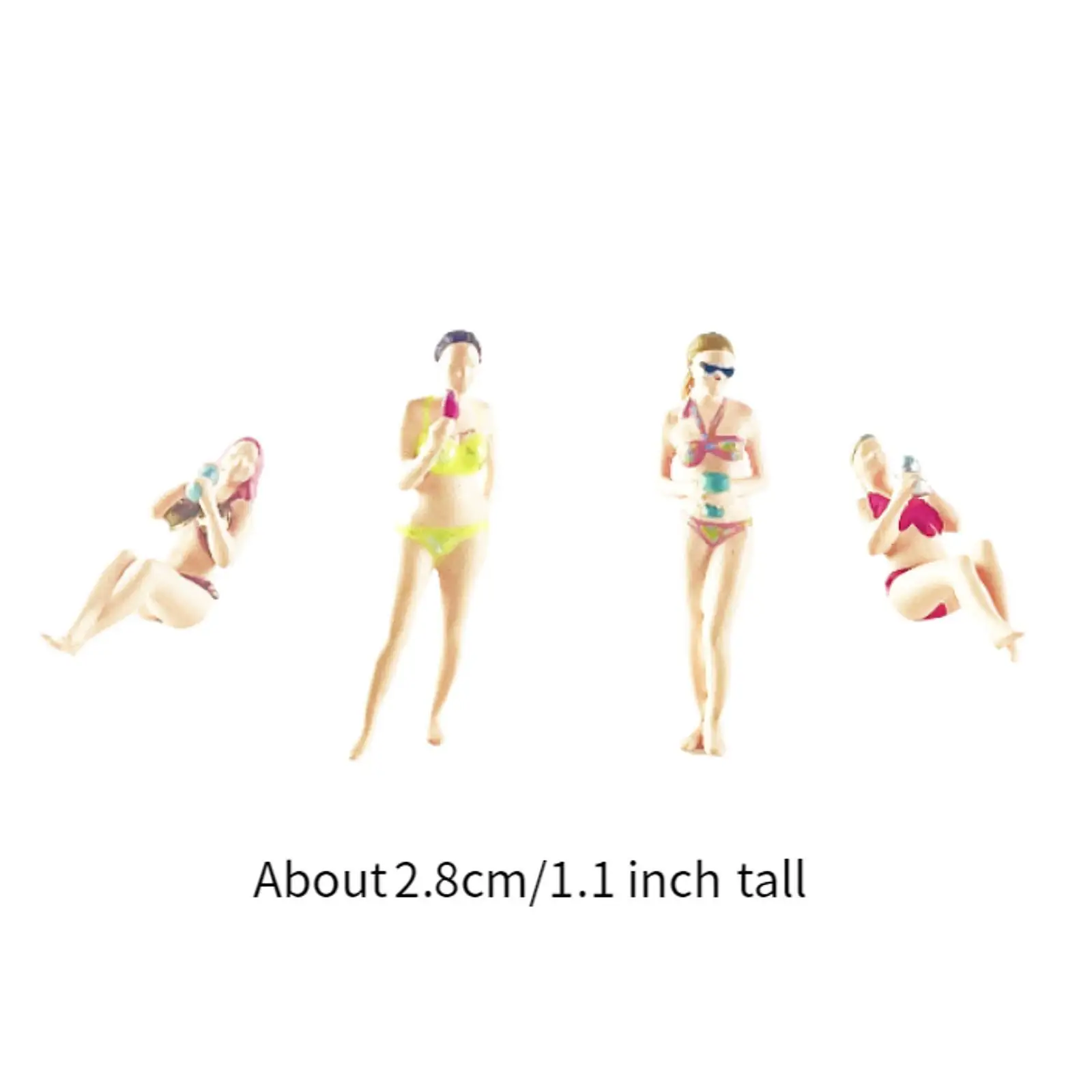 4 ชิ้น 1/64 Scale บิกินี่สาวรุ่นผู้หญิงรุ่นเรซิ่นการถ่ายภาพ PROP Tiny