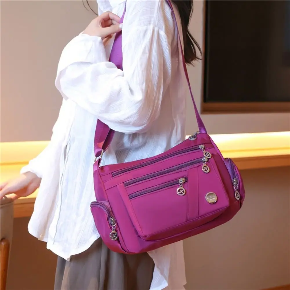 

Portable Multi Pouch Zipper Crossbody Bag Niche Design Nylon Shoulder Bag Korean Style Solid Color Small Phone Bag Women