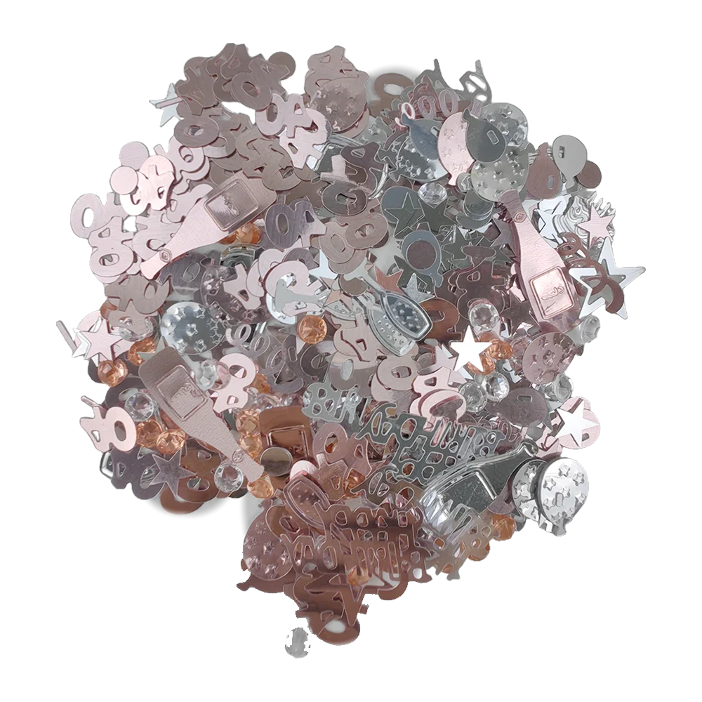 Rose Gold Pink Silver Digital Glitter Debris 16th 18th 30th 40th 50th 60th Girls Boys Men Women Birthday Party Confetti Decor