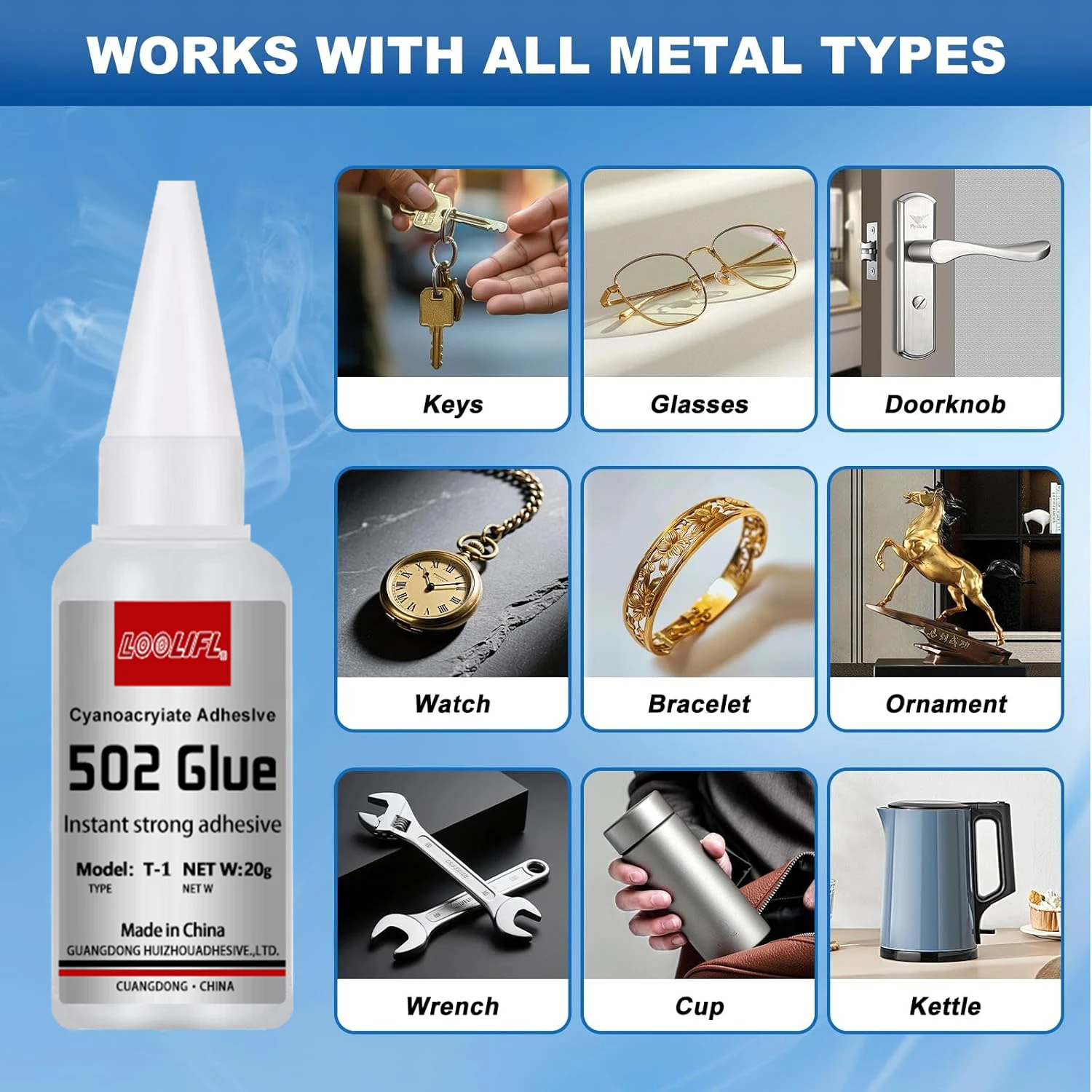502 quick-drying high-strength welding universal transparent seamless repair metal glue instant strong fast super strong glue20g