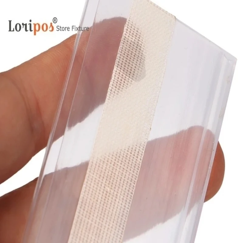 100pcs H3cm Plastic Merchandise Price Talker Sign Label Display Data Strips PVC Clip Holder Shelf Rack Adhesive Tape