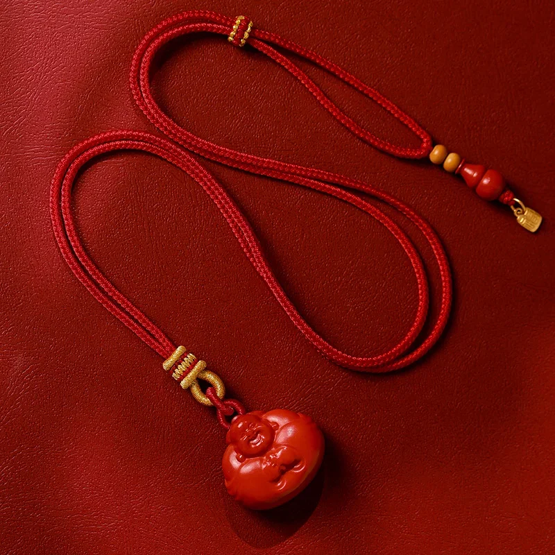 

Natural high content red and pendant cinnabar nextlace hand woven red rope swimmer chain female life year