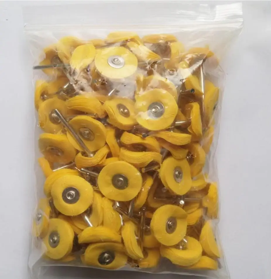 

2.35mm shank Polishing Brush Wheel Dental Laboratory Lab Materials Soft White Goat Hair Rotary Tool Low Speed bristl cotton Buff