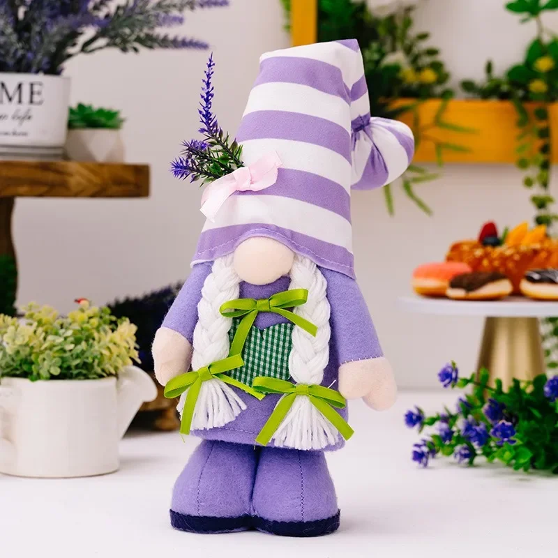 2024 New Spring Purple Lavender Goblin Decoration Mother's Day Rudolf Standing Doll Desktop Decoration