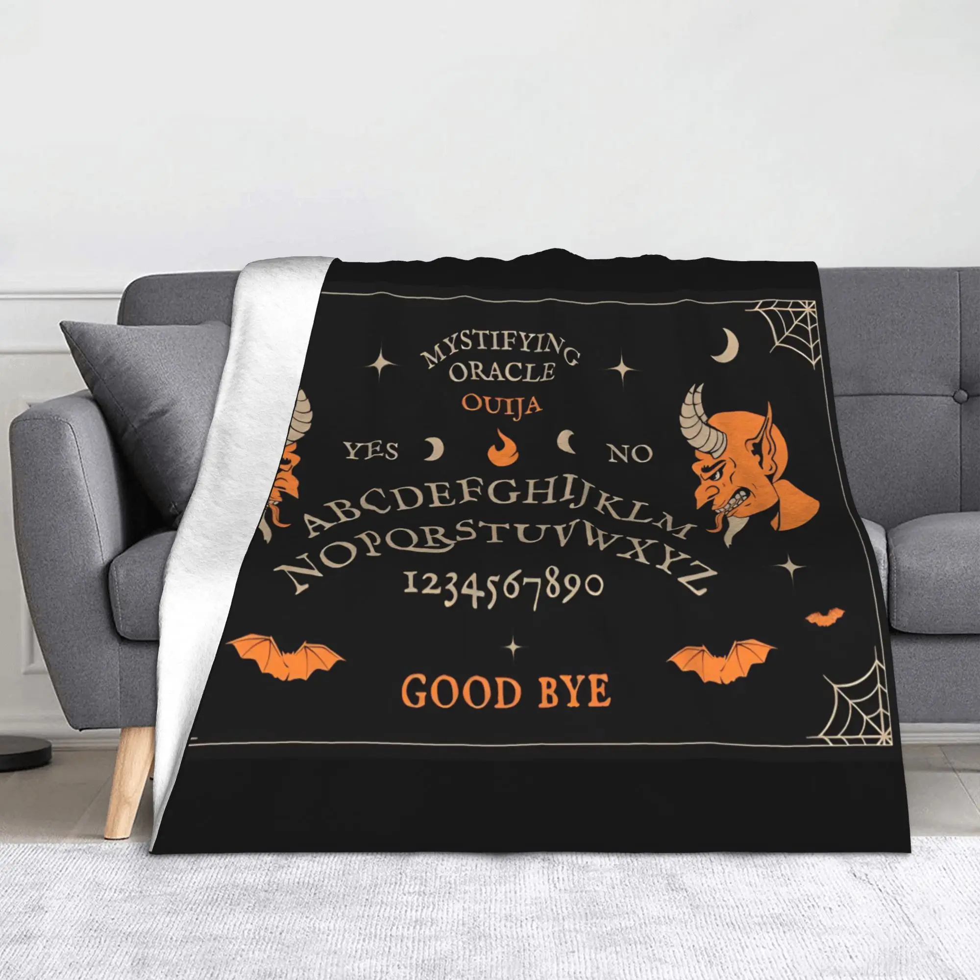Mystical Ouija Board Blanket Fleece Halloween Bat Soft Throw Blanket for Airplane Travel Bedspread