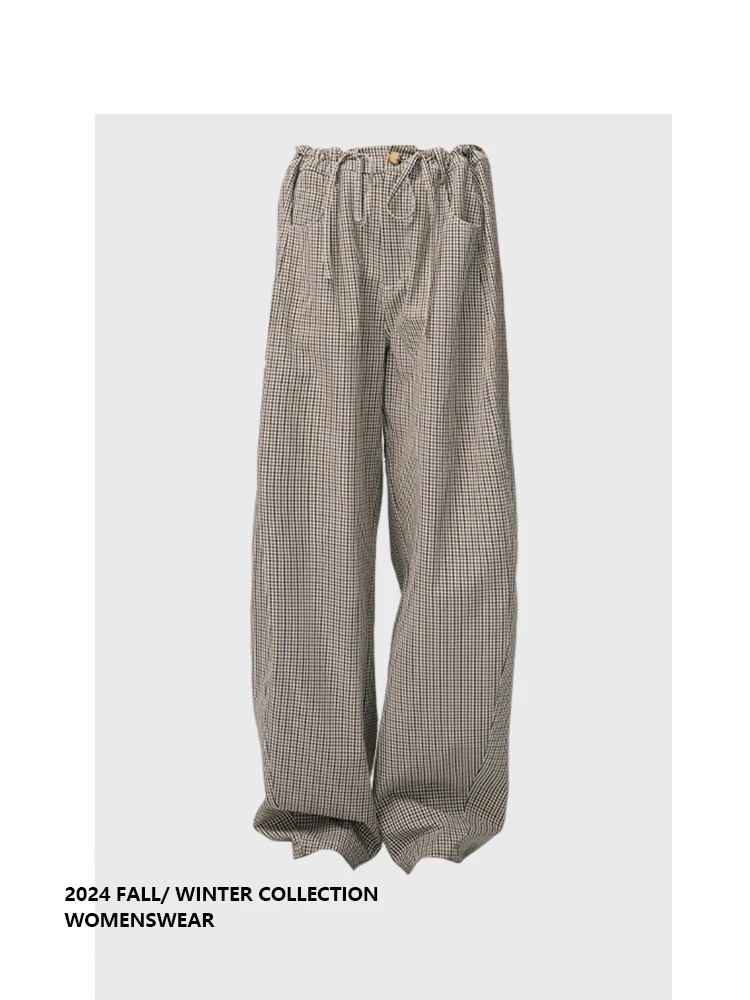 

Летние женские брюки Forever 2 в корейском ретро-стиле, свободные, с двойной талией, на шнурке, повседневные, универсальные, длинные